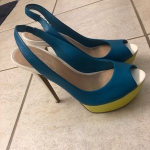 Jessica Simpson color block heels nwot never worn